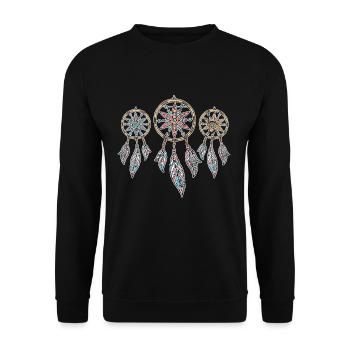 Indianer Traumfänger - Unisex Pullover - Schwarz - Vorne - Alina (178cm) & Michal (187cm)