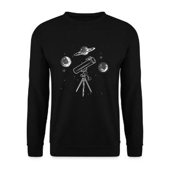 Teleskop Planeten - Unisex Pullover - Schwarz - Vorne - Alina (178cm) & Michal (187cm)