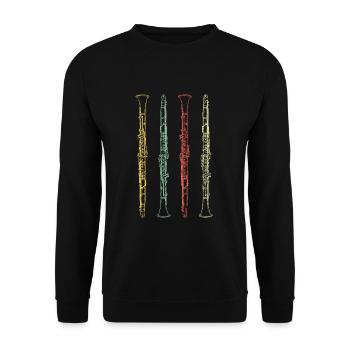 Instrument à vent clarinette - Sweat-shirt Unisexe - noir - Devant - Alina (178cm) & Michal (187cm)