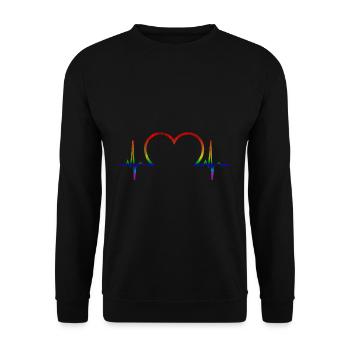 LGBT Herzschlag - Unisex Pullover - Schwarz - Vorne - Alina (178cm) & Michal (187cm)
