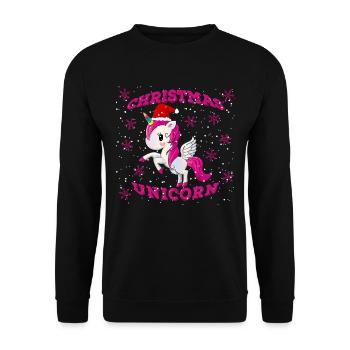 Licorne de Noël - Sweat-shirt Unisexe - noir - Devant - Alina (178cm) & Michal (187cm)