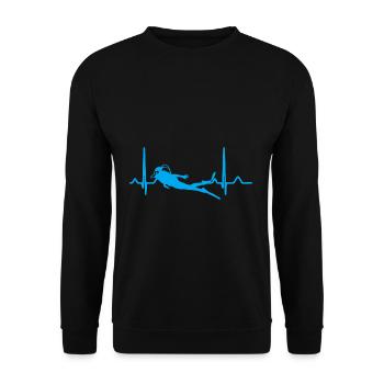 Tauchen Herzschlag - Unisex Pullover - Schwarz - Vorne - Alina (178cm) & Michal (187cm)