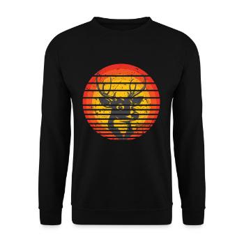Hirsch Waldtier - Unisex Pullover - Schwarz - Vorne - Alina (178cm) & Michal (187cm)