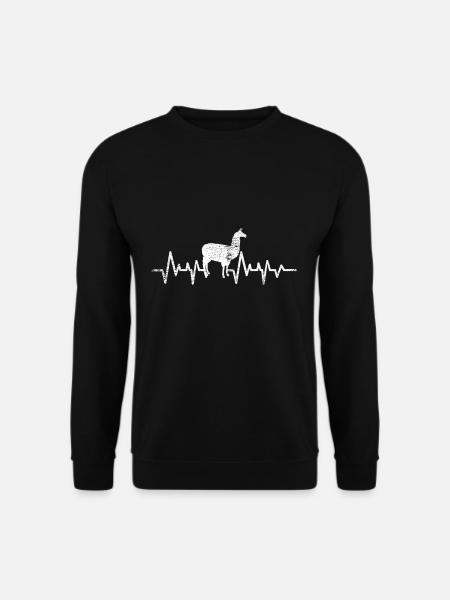 Lama Herz Puls - Unisex Pullover - Schwarz