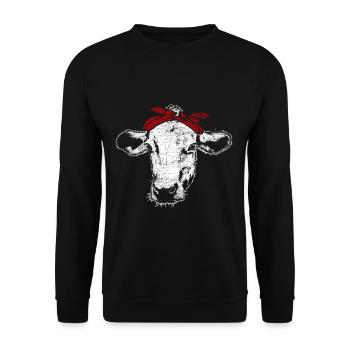 Kuh - Unisex Pullover - Schwarz - Vorne - Alina (178cm) & Michal (187cm)