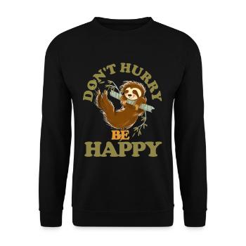 Sloth Happy gift - Unisex Sweatshirt - black - Front - Alina (178cm) & Michal (187cm)