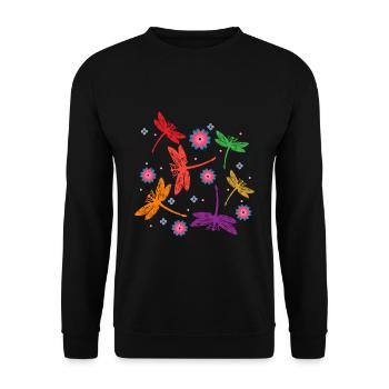 Libellen Tiere - Unisex Pullover - Schwarz - Vorne - Alina (178cm) & Michal (187cm)
