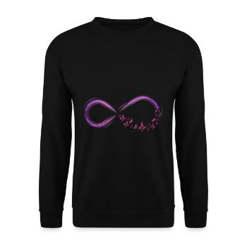 Schmetterlinge Unendlichkeit - Unisex Pullover - Schwarz - Vorne - Alina (178cm) & Michal (187cm)