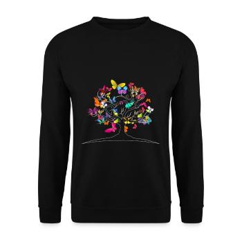 Fleurs de papillons - Sweat-shirt Unisexe - noir - Devant - Alina (178cm) & Michal (187cm)