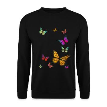 Butterflies swarm - Unisex Sweatshirt - black - Front - Alina (178cm) & Michal (187cm)