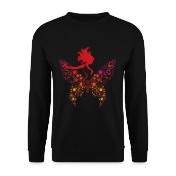 Schmetterling Frau Eleganz - Unisex Pullover - Schwarz - Vorne - Alina (178cm) & Michal (187cm)