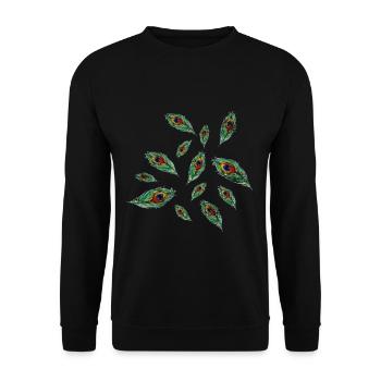 Pfau - Unisex Pullover - Schwarz - Vorne - Alina (178cm) & Michal (187cm)