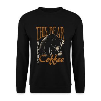 Bear coffee - Unisex Sweatshirt - black - Front - Alina (178cm) & Michal (187cm)