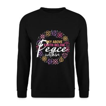 Frieden Geschenkidee - Unisex Pullover - Schwarz - Vorne - Alina (178cm) & Michal (187cm)