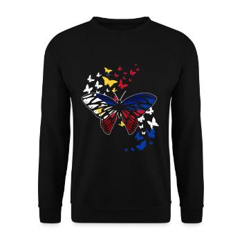 Philippinen Schmetterling - Unisex Pullover - Schwarz - Vorne - Alina (178cm) & Michal (187cm)