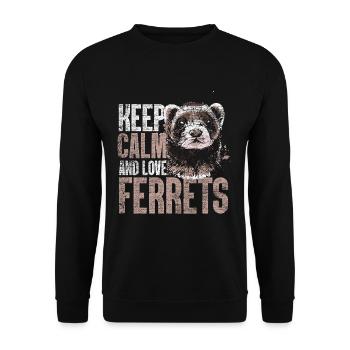 Frettchen Stress - Unisex Pullover - Schwarz - Vorne - Alina (178cm) & Michal (187cm)