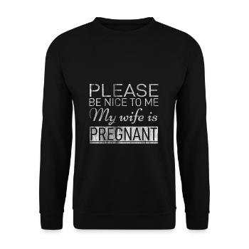 Schwangerschaft Mann - Unisex Pullover - Schwarz - Vorne - Alina (178cm) & Michal (187cm)
