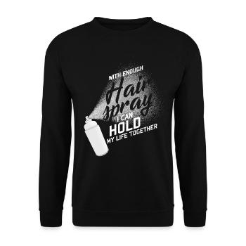 Friseur Haarspray - Unisex Pullover - Schwarz - Vorne - Alina (178cm) & Michal (187cm)