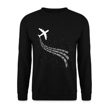Pilot Flugzeug Globus - Unisex Pullover - Schwarz - Vorne - Alina (178cm) & Michal (187cm)