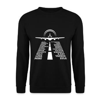Pilot Flughafen - Unisex Pullover - Schwarz - Vorne - Alina (178cm) & Michal (187cm)