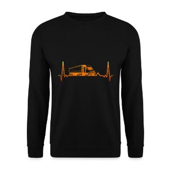 LKW Herzschlag - Unisex Pullover - Schwarz - Vorne - Alina (178cm) & Michal (187cm)