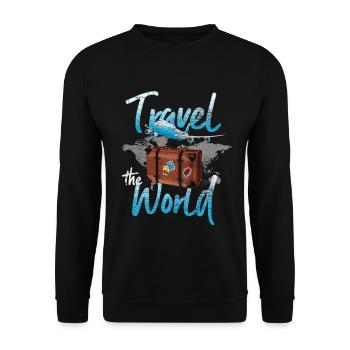 Carte du monde de voyage - Sweat-shirt Unisexe - noir - Devant - Alina (178cm) & Michal (187cm)