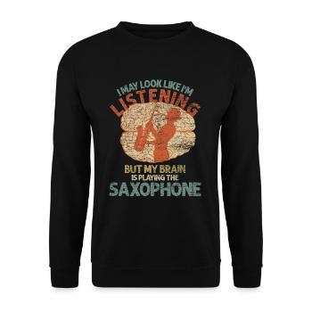 Tête de saxophone - Sweat-shirt Unisexe - noir - Devant - Alina (178cm) & Michal (187cm)