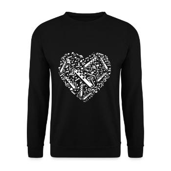 Bass clarinet heart - Unisex Sweatshirt - black - Front - Alina (178cm) & Michal (187cm)