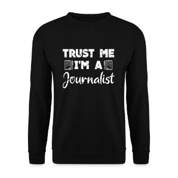 Journalist Vertrauen - Unisex Pullover - Schwarz - Vorne - Alina (178cm) & Michal (187cm)