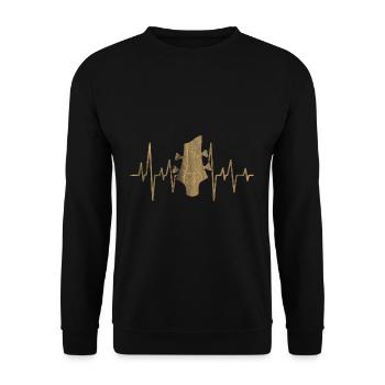 Bass guitar heart pulse - Unisex Sweatshirt - black - Front - Alina (178cm) & Michal (187cm)