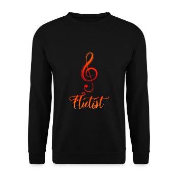 Flöte - Unisex Pullover - Schwarz - Vorne - Alina (178cm) & Michal (187cm)