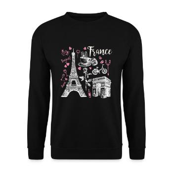 Frankreich Paris - Unisex Pullover - Schwarz - Vorne - Alina (178cm) & Michal (187cm)