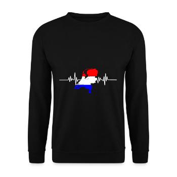 Niederlande Herzschlag - Unisex Pullover - Schwarz - Vorne - Alina (178cm) & Michal (187cm)