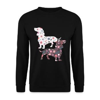 Dackel Hund - Unisex Pullover - Schwarz - Vorne - Alina (178cm) & Michal (187cm)