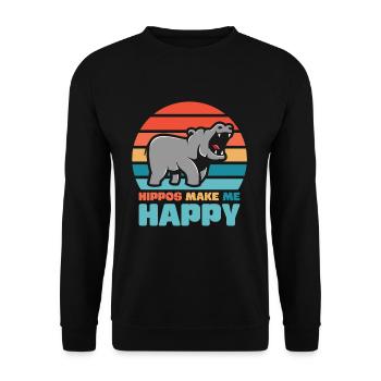 Hippopotame la chance - Sweat-shirt Unisexe - noir - Devant - Alina (178cm) & Michal (187cm)