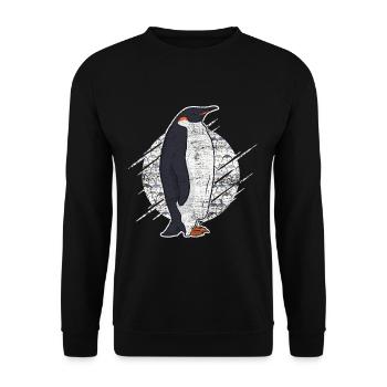 Penguin Emperor Penguin - Unisex Sweatshirt - black - Front - Alina (178cm) & Michal (187cm)