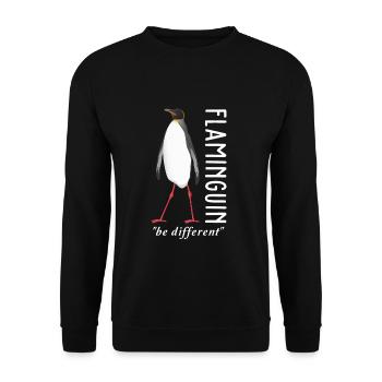 Pinguin Flamingo - Unisex Pullover - Schwarz - Vorne - Alina (178cm) & Michal (187cm)