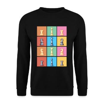 Schach Schachfigur - Unisex Pullover - Schwarz - Vorne - Alina (178cm) & Michal (187cm)
