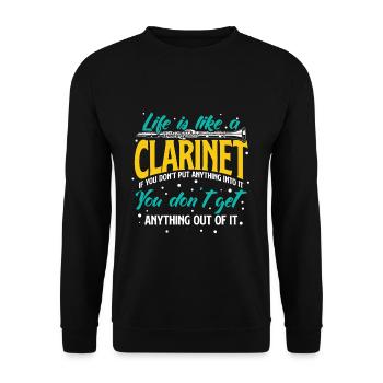 Klarinette - Unisex Pullover - Schwarz - Vorne - Alina (178cm) & Michal (187cm)