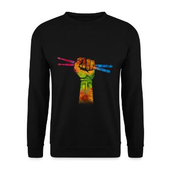 Schlagzeug Drumsticks - Unisex Pullover - Schwarz - Vorne - Alina (178cm) & Michal (187cm)