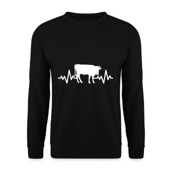 Kuh Herzschlag - Unisex Pullover - Schwarz - Vorne - Alina (178cm) & Michal (187cm)