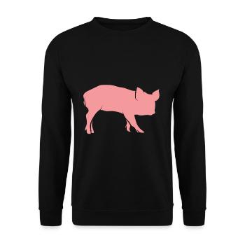 Schwein Ferkel - Unisex Pullover - Schwarz - Vorne - Alina (178cm) & Michal (187cm)