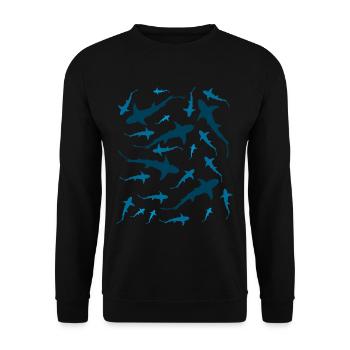 Shark aquarium - Unisex Sweatshirt - black - Front - Alina (178cm) & Michal (187cm)