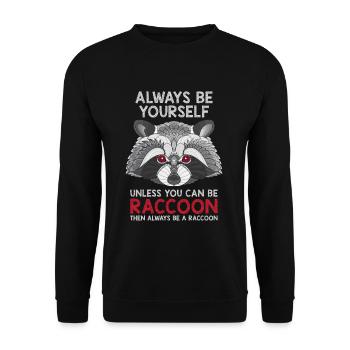 Waschbär Geschenkidee - Unisex Pullover - Schwarz - Vorne - Alina (178cm) & Michal (187cm)
