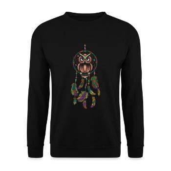 Eule Traumfänger - Unisex Pullover - Schwarz - Vorne - Alina (178cm) & Michal (187cm)