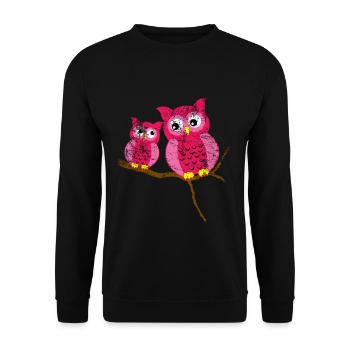 Eule Niedliches Tier - Unisex Pullover - Schwarz - Vorne - Alina (178cm) & Michal (187cm)
