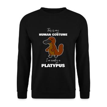 Schnabeltier Menschliche Hülle - Unisex Pullover - Schwarz - Vorne - Alina (178cm) & Michal (187cm)