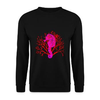Seepferdchen Korallen - Unisex Pullover - Schwarz - Vorne - Alina (178cm) & Michal (187cm)