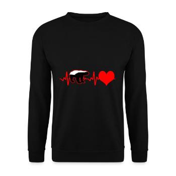 Honigdachs Herzschlag - Unisex Pullover - Schwarz - Vorne - Alina (178cm) & Michal (187cm)