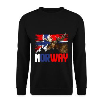 Norwegen Elch - Unisex Pullover - Schwarz - Vorne - Alina (178cm) & Michal (187cm)
